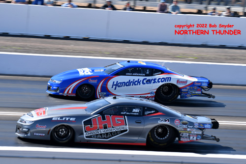 Bo Butner (near lane) vs Greg Anderson 
(far lane) - PS